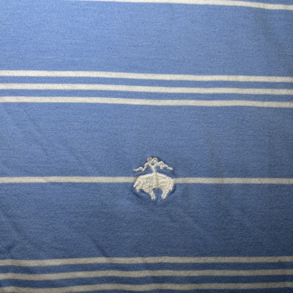 Brooks Brothers Men's SZ 2XL 1818 Cotton Short Sleeve Blue White Striped Polo - Picture 2 of 15